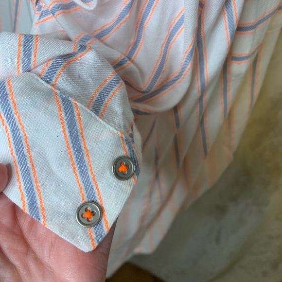 White Striped Button DownTunicTop 3/4 Sleeve Plus Size VINTAGE AMERICA 1X - Picture 9 of 16